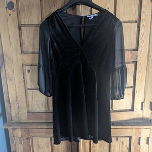 Velvet LBD.  Sheer Sleeves. Baby Doll Style. Bcbgeneration. Classic. Formal.
